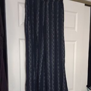 one 5 one Navy and White Wide Leg Pants sz XL Tall